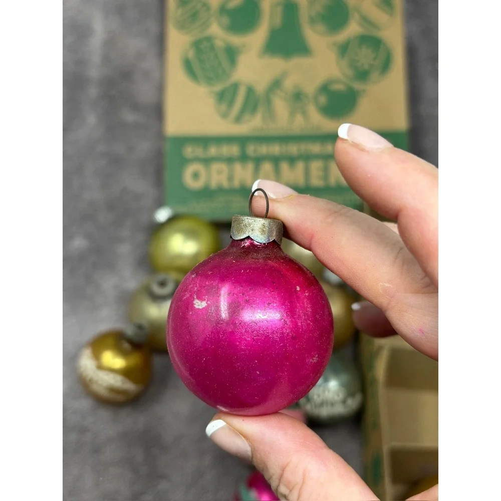 Vintage Shiny Brite Glass Christmas Ornaments 12pc MCM USA Original Box